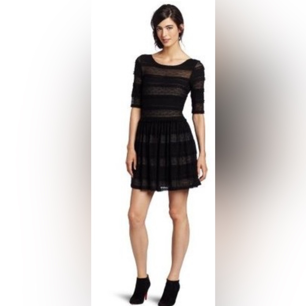 NWT BCBGMaxAzria Black Ruffled Tiered Mini Dress Size XS
